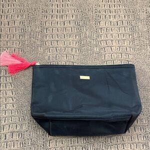 Tarte Black Makeup Bag with Pink Tassel Cosmetic Pouch Travel Zip Case